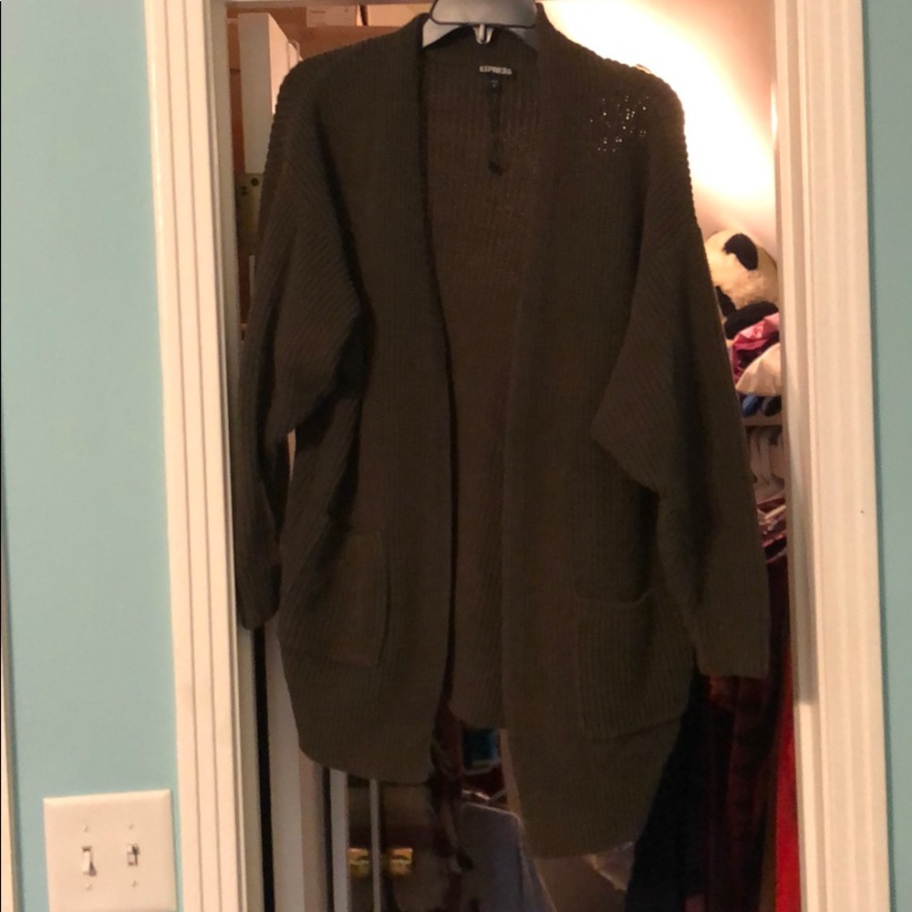 Express green oversized sweater cardigan